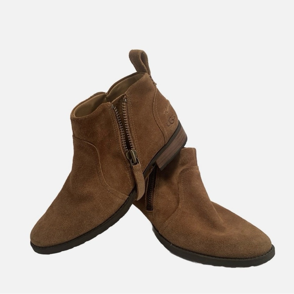 UGG Chestnut Brown Suede Heeled Ankle Boots